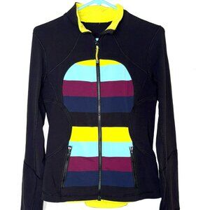 Lululemon Forme Black In Pow Stripe Split Pea Full-Zip Jacket Size 6
